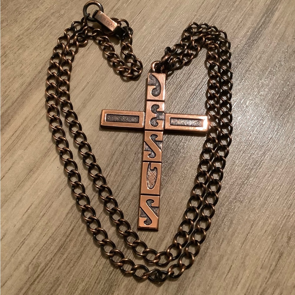 New Solid copper cross JESUS
